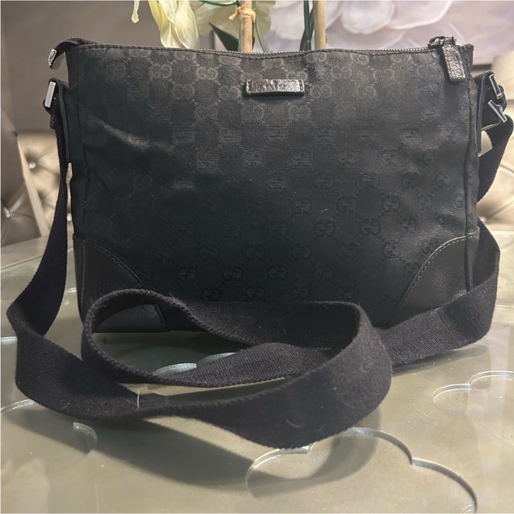 Black Gucci Monogram Crossbody Bag
